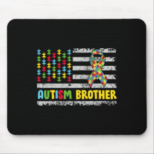 Autism Brother Autism Awareness Mum Dad Usa Flag G Mouse Pad