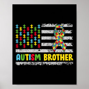 Autism Brother Autism Awareness Mum Dad Usa Flag G Poster