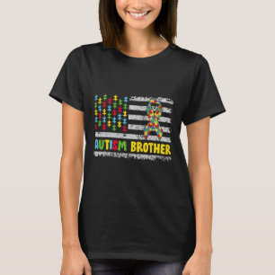 Autism Brother Autism Awareness Mum Dad Usa Flag G T-Shirt