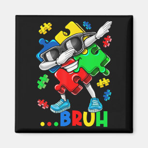 Autism Bruh Dabbing Puzzle Piece Autism Awareness Magnet