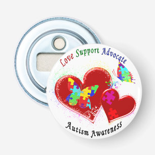 Autism Butterflies in Hearts Bottle Opener