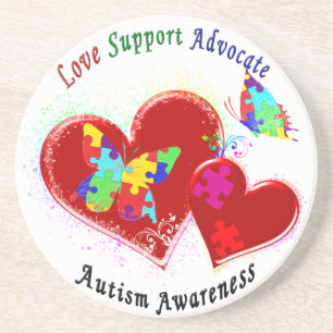 Autism Butterflies in Hearts Coaster