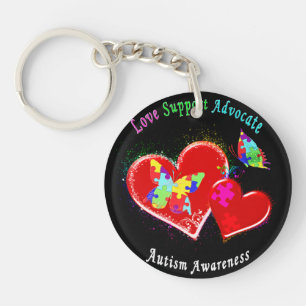 Autism Butterflies in Hearts Key Ring