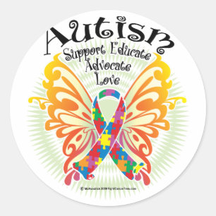 Autism Butterfly 3 Classic Round Sticker