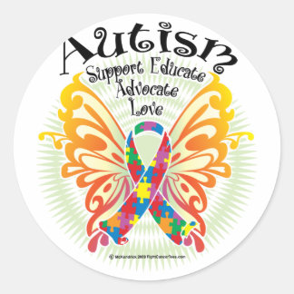 Autism Butterfly 3 Classic Round Sticker