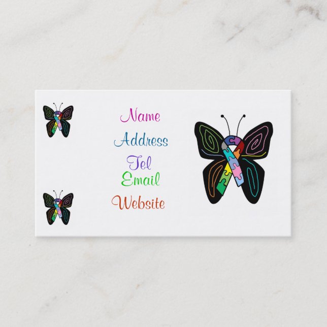 Autism Butterfly  business cards (Front)