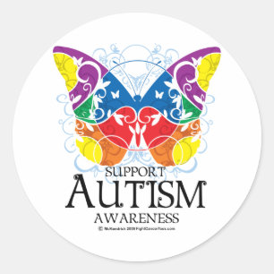 Autism Butterfly Classic Round Sticker