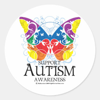 Autism Butterfly Classic Round Sticker
