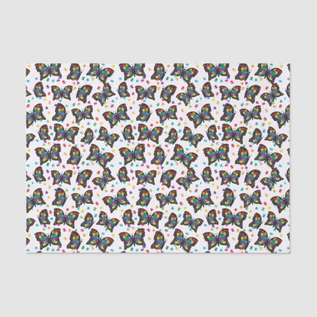 Autism Butterfly Pattern Autism Awareness Tissue Paper (Front)