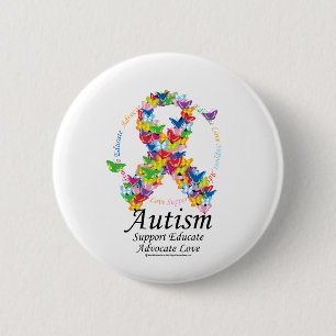 Autism Butterfly Ribbon 6 Cm Round Badge