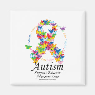 Autism Butterfly Ribbon Magnet