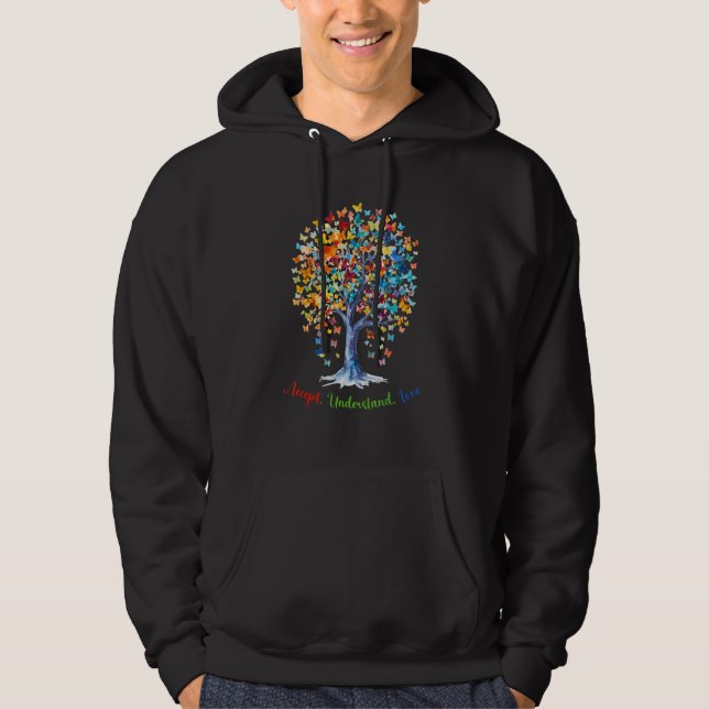 Autism Butterfly Tree - Acceptance, Understanding, Hoodie (Front)