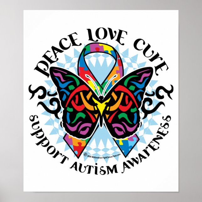 Autism Butterfly Tribal 2 Poster (Front)