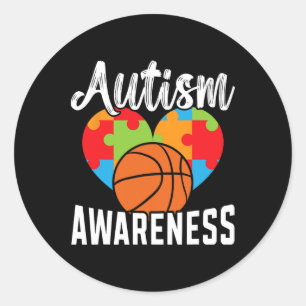 Autism Bysketbyll Autism Warrior Bysketbyll Player Classic Round Sticker