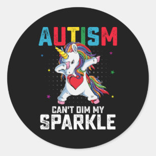 Autism Can't Dim My Sparkle Unicorn Awareness Classic Round Sticker
