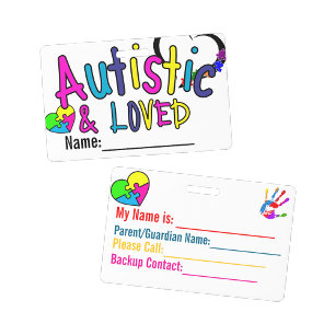 Autism Card id Alert Name Badge