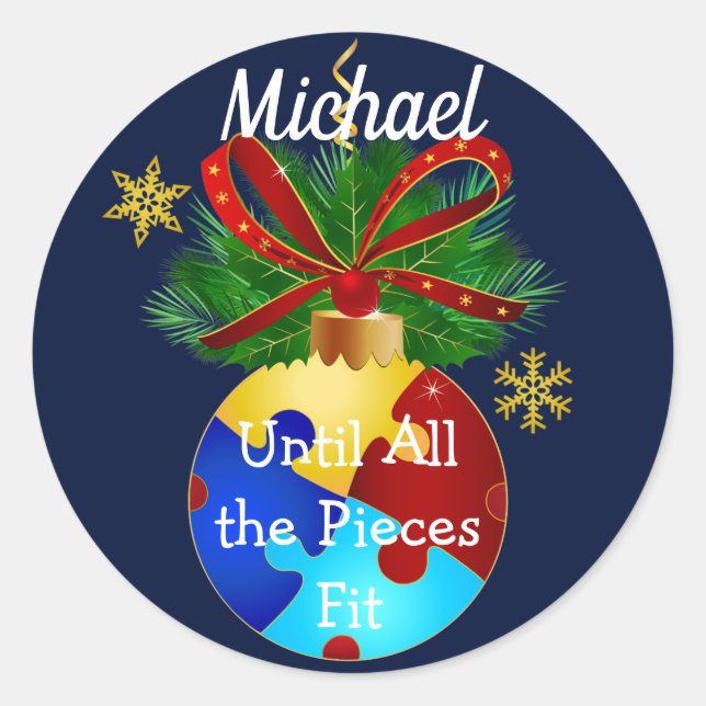 Autism Christmas Bauble Classic Round Sticker (Front)