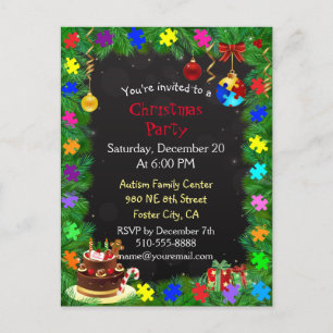 Autism Christmas Party Invitation Postcard