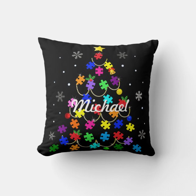 Autism Christmas Tree Cushion (Front)