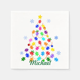 Autism Christmas Tree Napkin