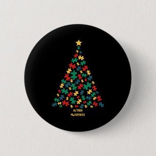Autism christmas tree xmas autism awareness 6 cm round badge