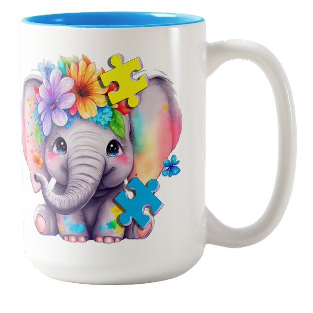 Autism Coffee Mug-Elephant Two-Tone Coffee Mug (Autism Coffee Mug-Elephant Two-Tone Coffee Mug)