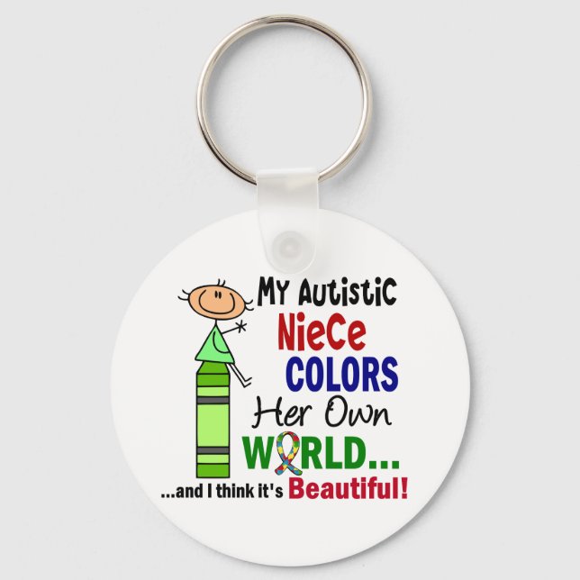 Autism COLORS HER OWN WORLD Niece Key Ring (Front)