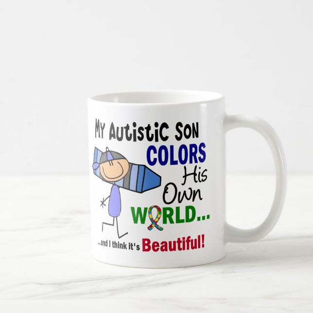 Autism COLORS HIS OWN WORLD Son Coffee Mug (Right)