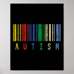 Autism Colourful Barcode Support Autistic Kids Awa Poster
