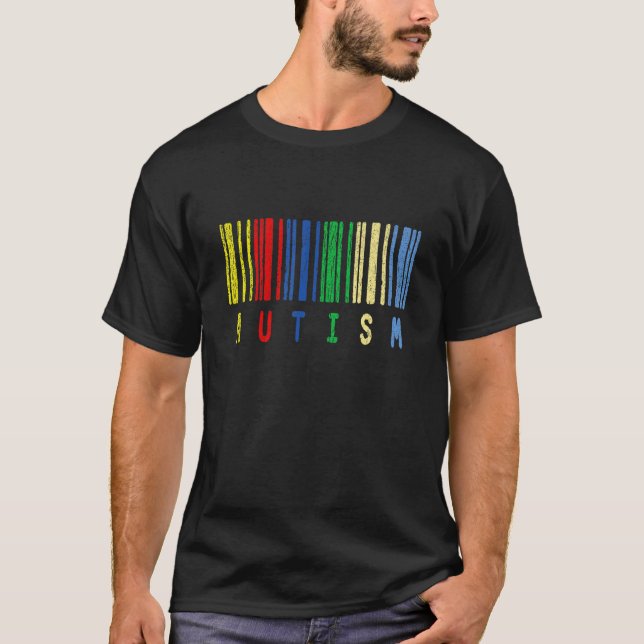 Autism Colourful Barcode Support Autistic Special  T-Shirt (Front)
