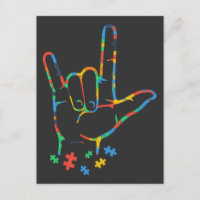 Autism Colourful Puzzle ASL Hand Sign Language