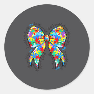 Autism Coquette Bow Puzzle Autism Awareness Proud Classic Round Sticker