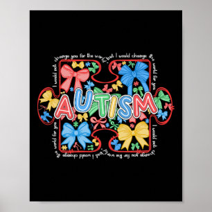 Autism Coquette Bow Puzzle Autism Awareness Proud  Poster
