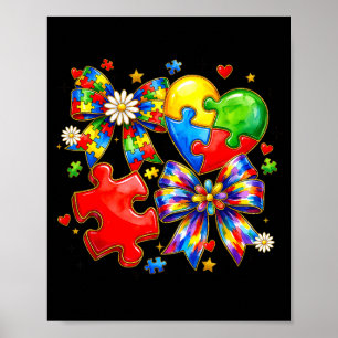 Autism coquette bow puzzle collage autism awarenes poster