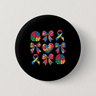 Autism Coquette Ribbon Bow Heart Puzzle Autism Awa 6 Cm Round Badge