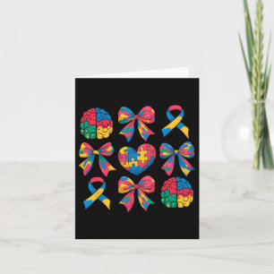Autism Coquette Ribbon Bow Heart Puzzle Autism Awa Card