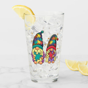 Autism Couple Gnome  Glass