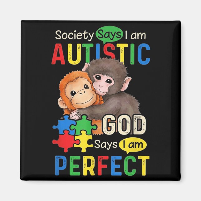Autism Cute Baby Monkey Punch Plush Hugging Magnet (Front)