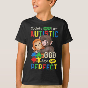 Autism Cute Baby Monkey Punch Plush Hugging T-Shirt