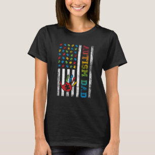 Autism Dad American Flag Autism Awareness T-Shirt