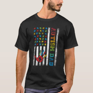 Autism Dad American Flag Autism Awareness T-Shirt