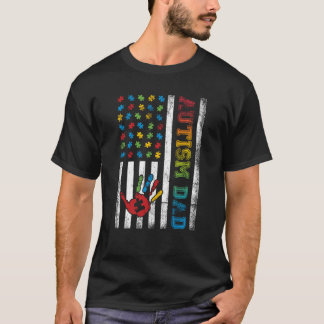 Autism Dad American Flag Autism Awareness T-Shirt