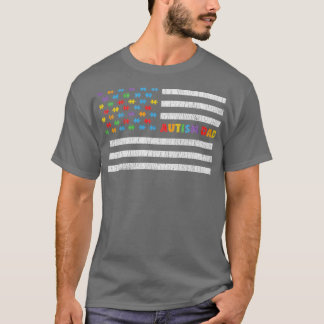 Autism Dad American Flag Autistic Kids Awareness T-Shirt