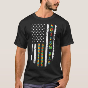 Autism Dad American Flag T-Shirt
