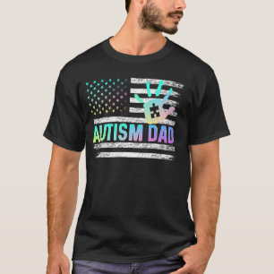 Autism Dad Awareness American Flag USA child's han T-Shirt