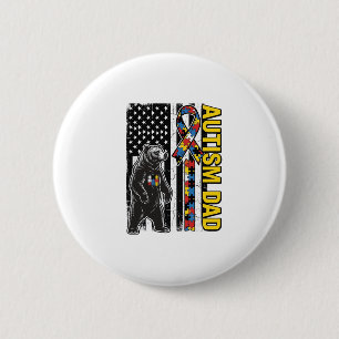 Autism Dad Bear Flag Awareness Shirt Design_1 6 Cm Round Badge