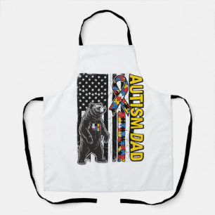 Autism Dad Bear Flag Awareness Shirt Design_1 Apron