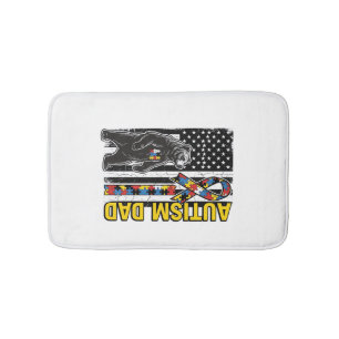 Autism Dad Bear Flag Awareness Shirt Design_1 Bath Mat