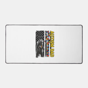 Autism Dad Bear Flag Awareness Shirt Design_1 Desk Mat