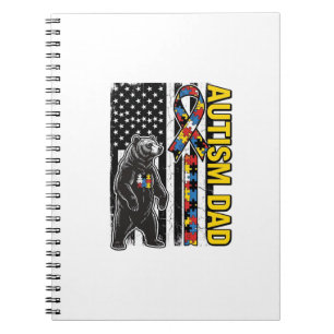 Autism Dad Bear Flag Awareness Shirt Design_1 Notebook